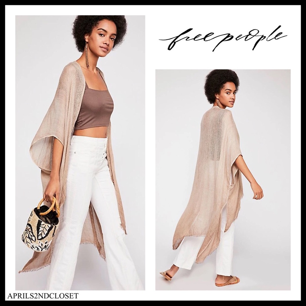 FREE PEOPLE LONG KIMONO CARDI CAPE CARDIGAN A2C - Picture 7 of 16